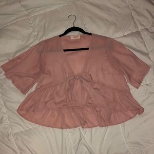 Pink front tie top